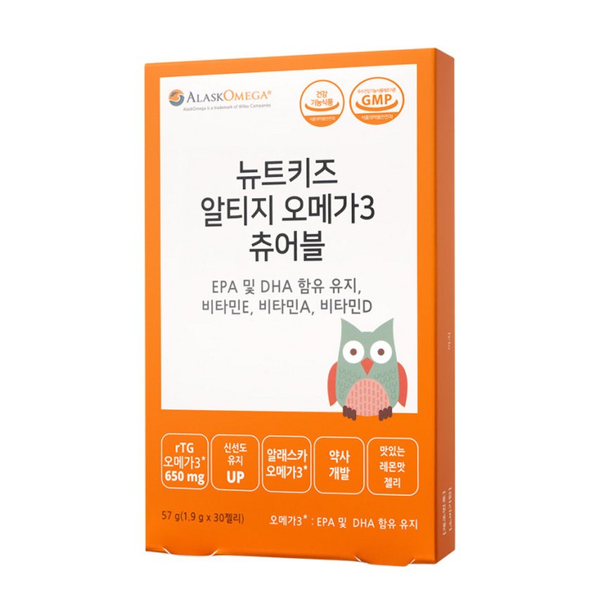 뉴트키즈 알티지 오메가3 츄어블 RTG 어린이 유아 청소년 구미 30구미, 1개